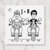 パーソナライズされたバイクもしくは自転車に乗る人バイク結婚式の引き出物ラベル フェイバータグ (正面)