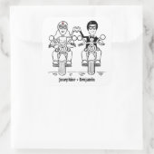 パーソナライズされたバイクもしくは自転車に乗る人バイク結婚式用シール スクエアシール (バッグ)