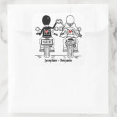 パーソナライズされたバイクもしくは自転車に乗る人バイク結婚式用シール スクエアシール (バッグ)