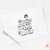 パーソナライズされたバイクもしくは自転車に乗る人バイク結婚式用シール スクエアシール (封筒)