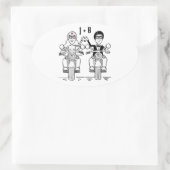 パーソナライズされたバイクもしくは自転車に乗る人バイク結婚式用シール 楕円形シール (バッグ)