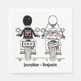 パーソナライズされたバイクもしくは自転車に乗る人バイシ結婚ンナプキン スタンダードランチョンナプキン