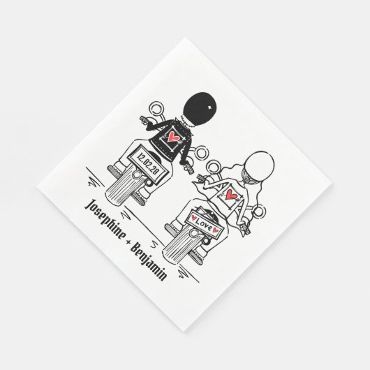 パーソナライズされたバイクもしくは自転車に乗る人バイシ結婚ンナプキン スタンダードランチョンナプキン (角)