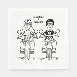 パーソナライズされたバイクもしくは自転車に乗る人バイ結婚サイクル紙 スタンダードランチョンナプキン