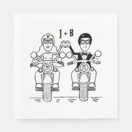 パーソナライズされたバイクもしくは自転車に乗る人バイ結婚サイクル紙 スタンダードランチョンナプキン
