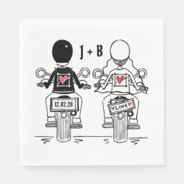 パーソナライズされたバイクもしくは自転車に乗る人バイ結婚サイクル紙 スタンダードランチョンナプキン