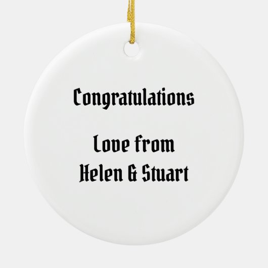 パーソナライズされたバイクもしくは自転車に乗る人結婚のギフトセラミック装飾 セラミックオーナメント (裏面)