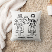 パーソナライズされたバイクもしくは自転車に乗る人結婚のギフト用スロークッション クッション (ブランケット)