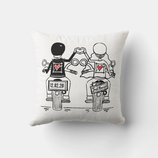 パーソナライズされたバイクもしくは自転車に乗る人結婚のギフト用スロークッション クッション (裏面)