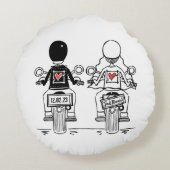 パーソナライズされたバイクもしくは自転車に乗る人結婚オートバイのギフトラウンドC ラウンドクッション (裏面)