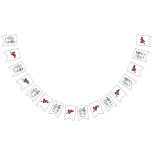 パーソナライズされたバイクもしくは自転車に乗る人結婚夫婦 バンティングフラッグ