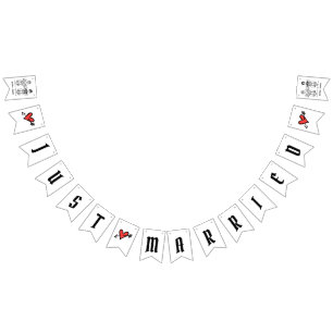 パーソナライズされたバイクもしくは自転車に乗る人結婚夫婦 バンティングフラッグ