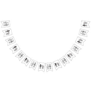 パーソナライズされたバイクもしくは自転車に乗る人結婚夫婦 バンティングフラッグ