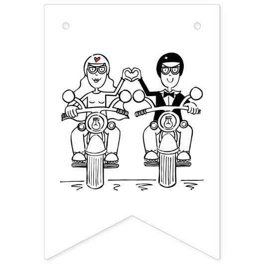 パーソナライズされたバイクもしくは自転車に乗る人結婚夫婦 バンティングフラッグ (第1の旗)