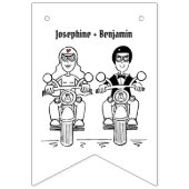 パーソナライズされたバイクもしくは自転車に乗る人結婚夫婦 バンティングフラッグ (第3の旗)