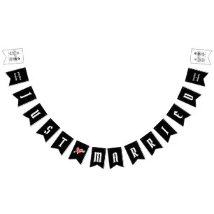 パーソナライズされたバイクもしくは自転車に乗る人結婚夫婦 バンティングフラッグ