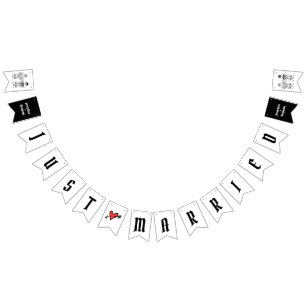 パーソナライズされたバイクもしくは自転車に乗る人結婚夫婦 バンティングフラッグ