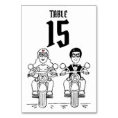 パーソナライズされたバイクもしくは自転車に乗る人結婚表の番号 テーブルナンバー (正面)