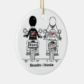 パーソナライズされたバイクもしくは自転車に乗る人結婚記念贈り物 セラミックオーナメント (右)