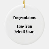 パーソナライズされたバイクもしくは自転車に乗る人結婚記念贈り物 セラミックオーナメント (裏面)