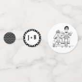 パーソナライズされたバイクもしくは自転車に乗る人自動二結婚輪車台 コンフェッティ (正面)