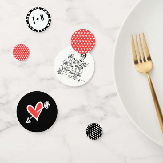 パーソナライズされたバイクもしくは自転車に乗る人自動二結婚輪車台 コンフェッティ (グループ)