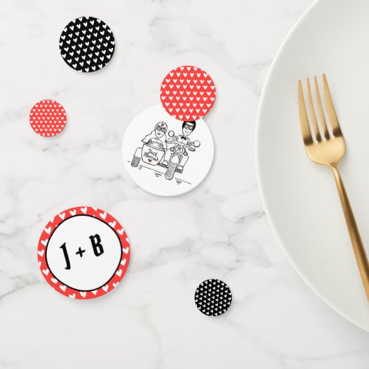 パーソナライズされたバイクもしくは自転車に乗る人自動二結婚輪車台 コンフェッティ (グループ)