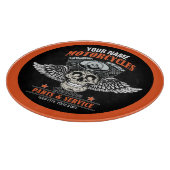 パーソナライズされたバイクもしくは自転車に乗る人飛んでいるスカルショップ カッティングボード (角)