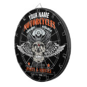 パーソナライズされたバイクもしくは自転車に乗る人飛んでいるスカルショップ  ダーツボード (正面右)