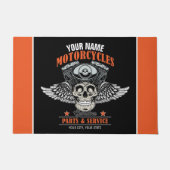 パーソナライズされたバイクもしくは自転車に乗る人飛んでいるスカルショップ ドアマット (正面)