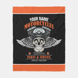 パーソナライズされたバイクもしくは自転車に乗る人飛んでいるスカルショップ フリースブランケット