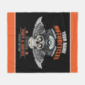 パーソナライズされたバイクもしくは自転車に乗る人飛んでいるスカルショップ フリースブランケット (正面(横))