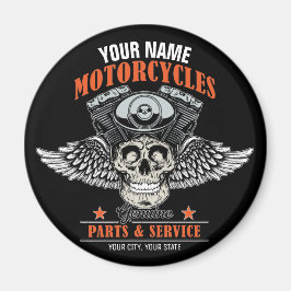 パーソナライズされたバイクもしくは自転車に乗る人飛んでいるスカルショップ マグネット