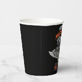 パーソナライズされたバイクもしくは自転車に乗る人飛んでいるスカルショップ 紙コップ (右)