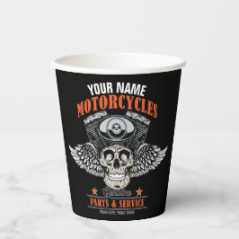 パーソナライズされたバイクもしくは自転車に乗る人飛んでいるスカルショップ 紙コップ