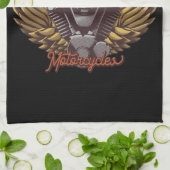 パーソナライズされたバイクイーグルウィングバイクもしくは自転車に乗る人ガレージ キッチンタオル (折り畳み)