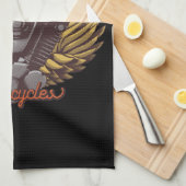 パーソナライズされたバイクイーグルウィングバイクもしくは自転車に乗る人ガレージ キッチンタオル (四つ折り)