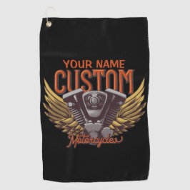 パーソナライズされたバイクイーグルウィングバイクもしくは自転車に乗る人ガレージ ゴルフタオル