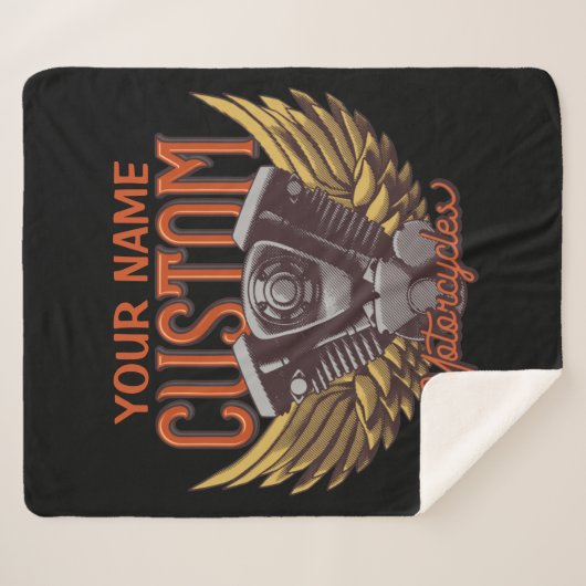 パーソナライズされたバイクイーグルウィングバイクもしくは自転車に乗る人ガレージ シェルパブランケット (正面(横))