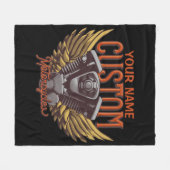 パーソナライズされたバイクイーグルウィングバイクもしくは自転車に乗る人ガレージ フリースブランケット (正面(横))