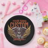 パーソナライズされたバイクイーグルウィングバイクもしくは自転車に乗る人ガレージ ペーパープレート (パーティー)