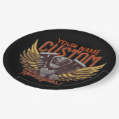 パーソナライズされたバイクイーグルウィングバイクもしくは自転車に乗る人ガレージ ペーパープレート (アングル)