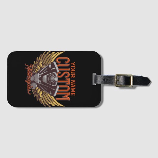 パーソナライズされたバイクイーグルウィングバイクもしくは自転車に乗る人ガレージ ラゲッジタグ (正面横)