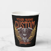 パーソナライズされたバイクイーグルウィングバイクもしくは自転車に乗る人ガレージ 紙コップ (正面)