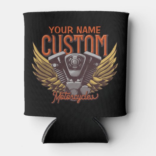 パーソナライズされたバイクイーグルウィングバイクもしくは自転車に乗る人ガレージ 缶クーラー (正面)