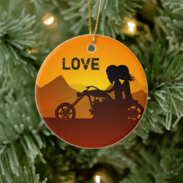 パーソナライズされたバイクカップルLOVE セラミックオーナメント