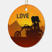 パーソナライズされたバイクカップルLOVE セラミックオーナメント (左)