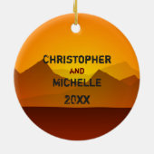 パーソナライズされたバイクカップルLOVE セラミックオーナメント (裏面)