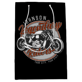 パーソナライズされたバイク伝説のライダーバイカーNAME ミディアムペーパーバッグ