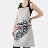 パーソナライズされたバイク飛んでいるタイヤバイクもしくは自転車に乗る人店 エプロン (インサイチュ)